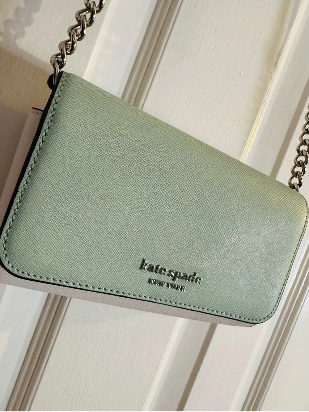 Kate Spade Cameron Spring Meadow Mint & White Crossbody Bag & Cardholder NWOT
